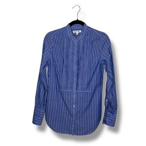 Alex Mill XS Striped Band Collar Pintuck Button-Down Shirt‎ Long Sleeve Top